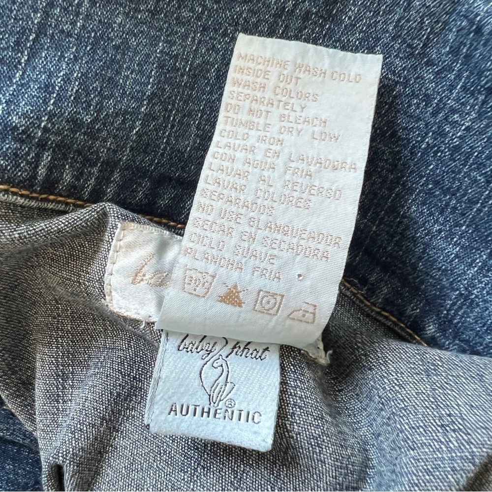 BABY PHAT Y2K Vintage Jean Jacket Tweed Trim Rhinestone Cat Bling Distressed 3X - Picture 12 of 12